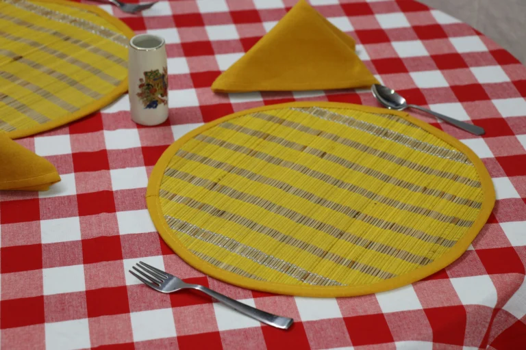 table placemat kept on a table with table cloth