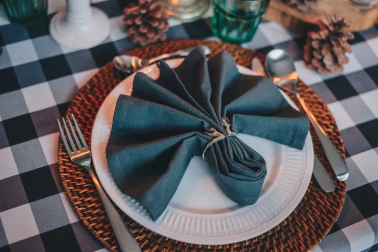 Napkins on a table with plate